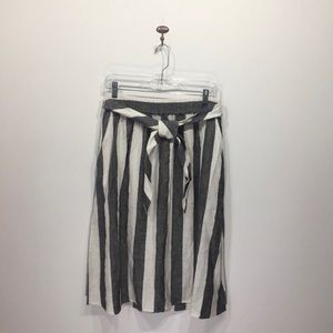 Catherine Malandrino grey white stripe linen skirt